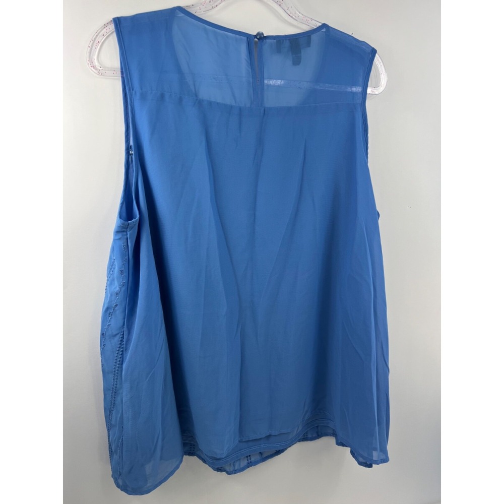 AGB Blouse Women's 2X Top Light Blue Puckered Bodice Lined - Picture 4 of 9